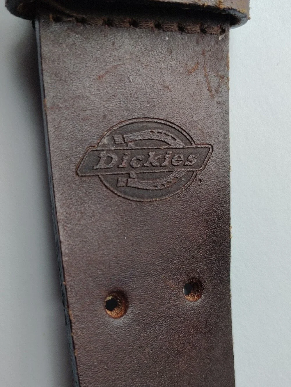 Dickies Men's Size 36 Dark Brown Double-Prong Leather Belt with Silver Buckle WM
